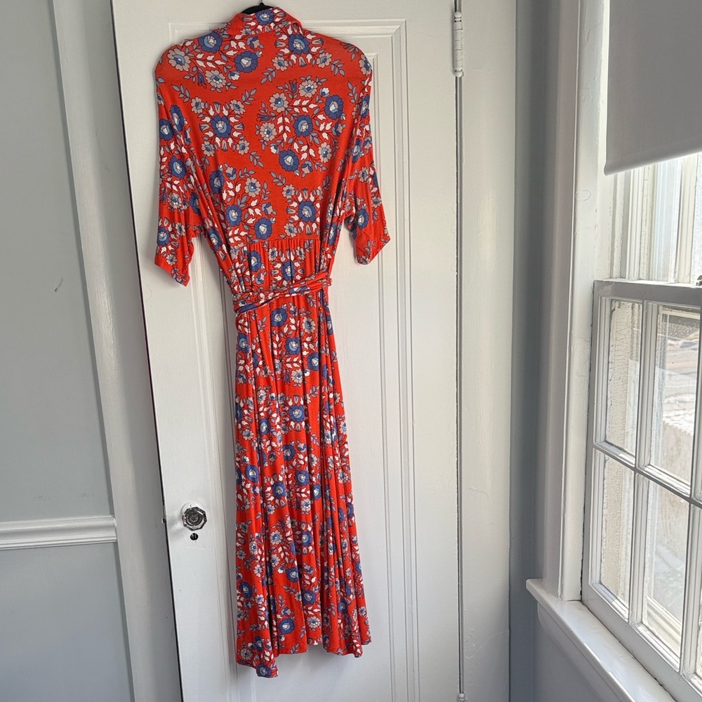 Boden Lavinia Jersey True Wrap Floral Dress in Papaya Wildflower Print Size 20 - Picture 4 of 8